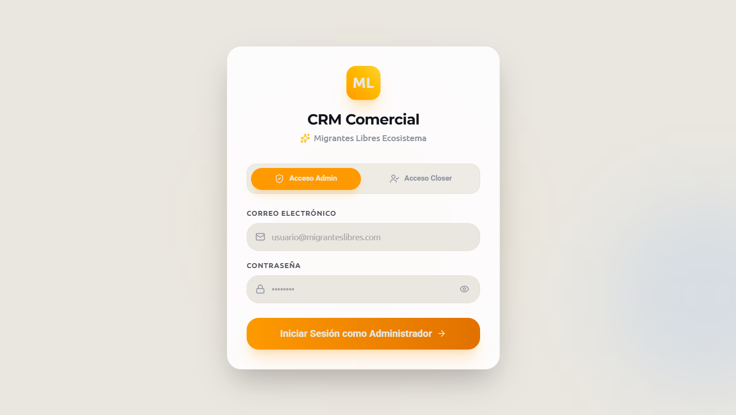 CRM Migrantes Libres: Plataforma CRM para gestión de clientes
